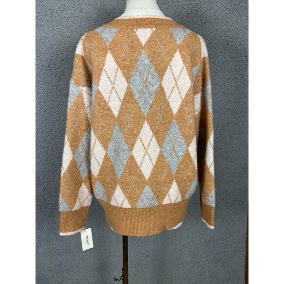 On-34th Women's Argyle V-Neck Drop-Shoulder Sweater Small Multicolor NWI's. - Picture 4 of 8